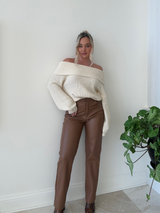 Working Overtime Leather Pant // BROWN