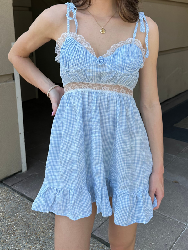 Romantic Rosette Mini Dress // BLUE