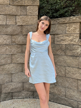 Enchanted Satin Mini Dress // BLUE