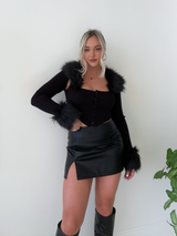 Midnight Muse Fur Trim Cardigan