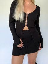 Excuse You Knit Skirt Set // BLACK