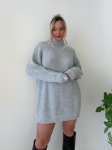 Center of Attention Sweater Dress // GREY