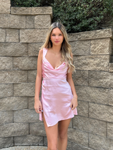 Enchanted Satin Mini Dress // PINK
