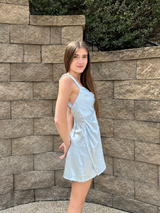 Enchanted Satin Mini Dress // BLUE