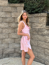 Enchanted Satin Mini Dress // PINK