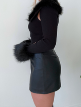 Midnight Muse Fur Trim Cardigan