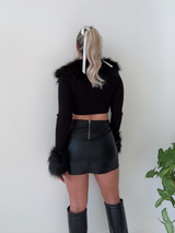 Midnight Muse Fur Trim Cardigan