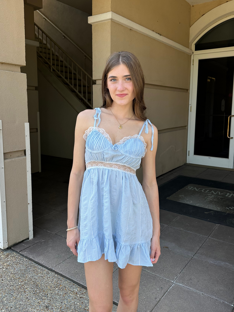 Romantic Rosette Mini Dress // BLUE – Love, Poppy Romantic Rosette Mini Dress // BLUE – Love, Poppy