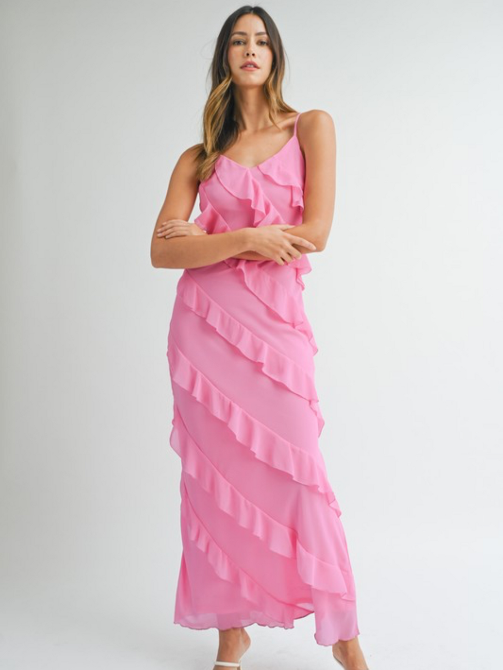 pink ruffle maxi dress Countryside Picnic Maxi Dress // PINK – Love, Poppy