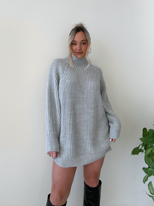 Center of Attention Sweater Dress // GREY