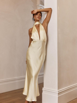 Squeeze of Lemon Satin Maxi Dress