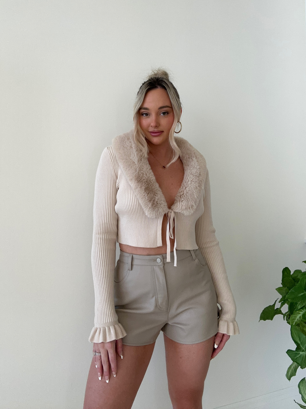 Sugar and Spice Fur Trim Cardigan