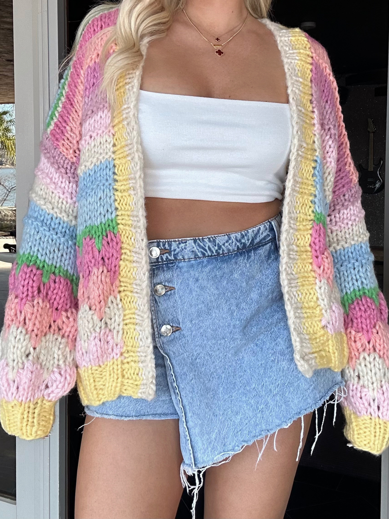 Rainbow Sherbet Knit Cardigan